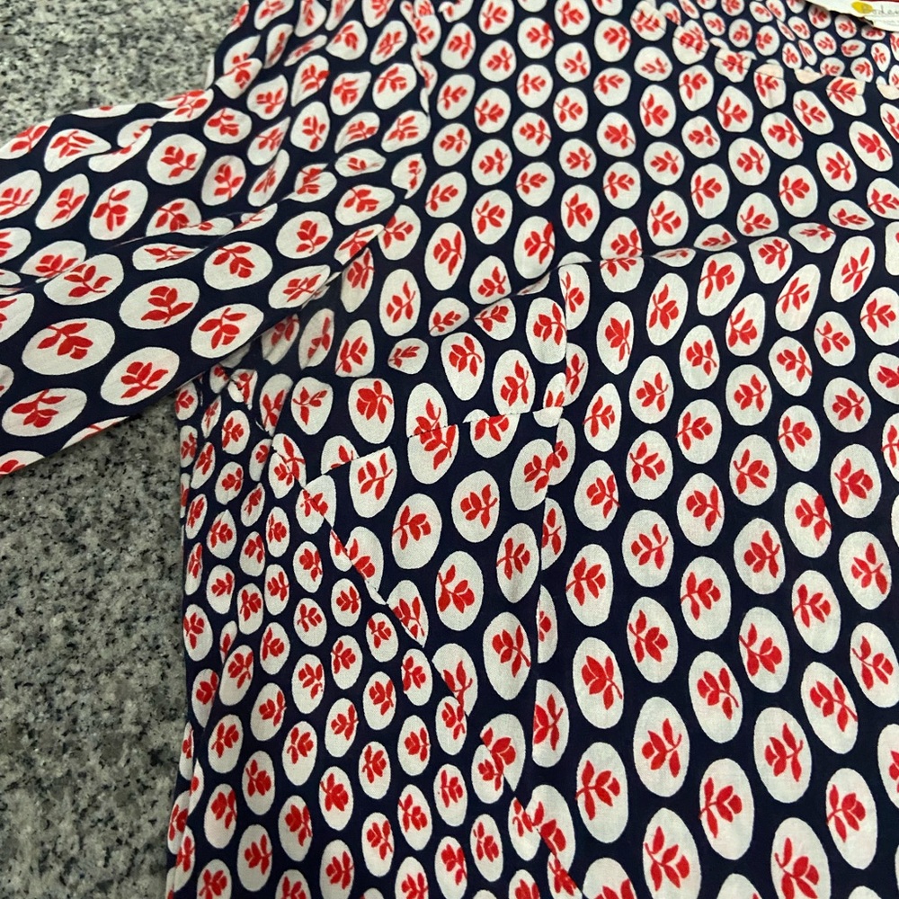 BODEN 8L Lightweight Floral Tunic Dress Long Sleeve Bell Cuff Navy Red Casual - Picture 6 of 16